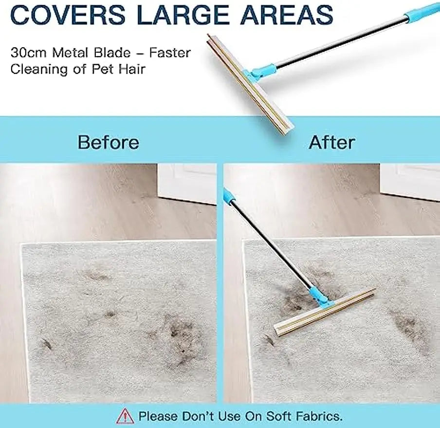 "Telescopic Carpet Rake and Pet Hair Removal Set – 180° Rotating Rug Rake for Efficient Dog and Cat Hair Removal