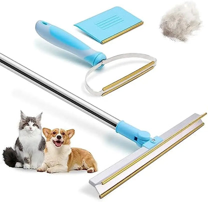 "Telescopic Carpet Rake and Pet Hair Removal Set – 180° Rotating Rug Rake for Efficient Dog and Cat Hair Removal