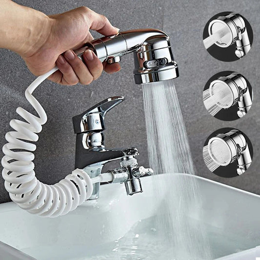 Faucet Extender with External Shower Head – Bathroom Faucet Adapter Attachment Set for Washbasins