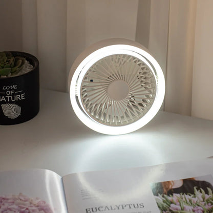 Foldable USB Rechargeable Desk Fan with LED Light – Portable and Compact for Indoor & Outdoor Use